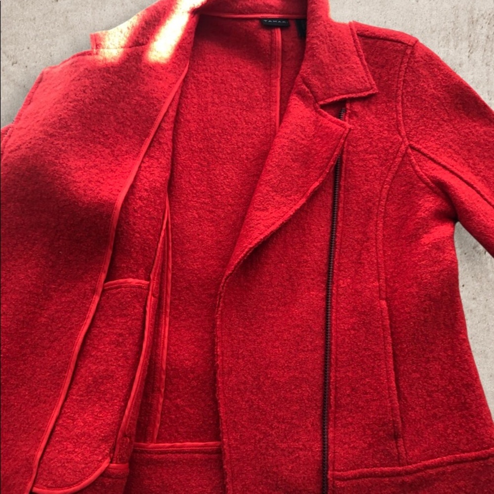 Tahari wool blend moto jacket with zip